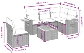 vidaXL Καναπές Κήπου 6 Τεμαχίων Μαύρο από Συνθετικό Ρατάν με Μαξιλάρια