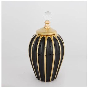 Βάζο Με Καπάκι Κεραμικό Μαύρο & Χρυσό 15x31cm 752-20118 Estheti-752-20118-Μαύρο-Χρυσό 752-20118