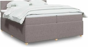 vidaXL Κρεβάτι Boxspring με Στρώμα Taupe 200x200 εκ. Υφασμάτινο