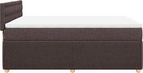 vidaXL Κρεβάτι Boxspring με Στρώμα Σκούρο Καφέ 140x190 εκ. Υφασμάτινο