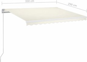 vidaXL Αναδιπλούμενη τέντα Κρεμ 350 x 250 εκ Πολυεστέρας και Αλουμίνιο