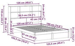 ΚΡΕΒΑΤΙ ΒΙΒΛΙΟΘΗΚΗ ΧΩΡΙΣ ΣΤΡΩΜΑ 120X190 ΕΚ ΜΑΣΙΦ ΞΥΛΟ ΠΕΥΚΟΥ 3322381