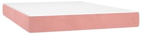 vidaXL Κρεβάτι Boxspring με Στρώμα Ροζ 140x200 εκ. Βελούδινο