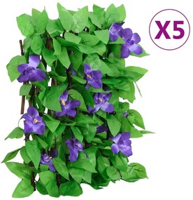 vidaXL Καφασωτό Επεκτεινόμενο 5 Τεμ. Πράσινο 180x20εκ. Τεχνητός Κισσός