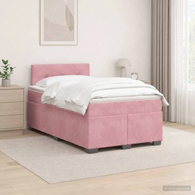 vidaXL Κρεβάτι box spring με στρώμα Ροζ 120 x 200 cm Βελούδο