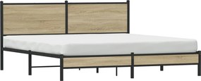 vidaXL Σκελετός Κρεβ. Χωρίς Στρώμα Sonoma Δρυς 180x200 εκ. Μεταλλικό