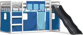 vidaXL Κουκέτα με Τσουλήθρα και Κουρτίνες Μπλε 90x200 εκ.