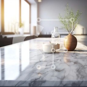 Intra Συλλεκτικό Ξύλινο Παζλ Plywood  4mm - Μαρμάρινος πάγκος με φυτά Σε Ξύλινο Κουτί - Διαστάσεις Puzzle: 10x10 cm – 25 κομμάτια