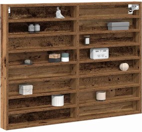 vidaXL Βιτρίνα Επιτοίχιο Παλιό ξύλο 100 x 8,5 x 75 cm