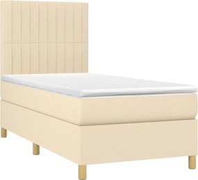 vidaXL Κρεβάτι Boxspring με Στρώμα Κρεμ 80 x 200 εκ. Υφασμάτινο