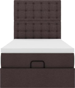 vidaXL Οθωμανικό κρεβάτι με στρώμα σκούρο καφέ 90x190cm ύφασμα