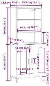 Ντουλάπι Γκρι Σκυροδέματος 69,5x34x180 εκ. Επεξεργασμένο Ξύλο - Γκρι