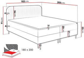 Επενδυμένο κρεβάτι Box Best I-Krem-180 x 200