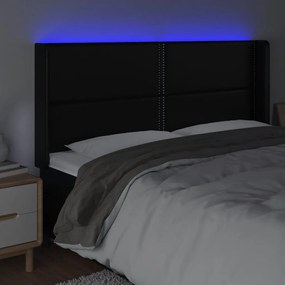 Κεφαλάρι Κρεβατιού LED Μαύρο 163x16x118/128 εκ. Συνθετ. Δέρμα 3124004