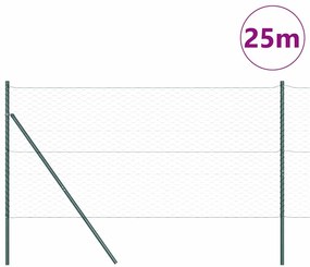 vidaXL Φράχτης με Στήλες. Πράσινο 1.4 x 25 m Ατσάλι με επικάλυψη PVC
