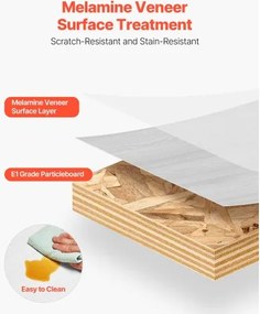 VEVOR Floating TV Stand 55 in Entertainment Center Power with Cable Hole White