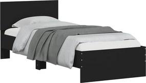 vidaXL Πλαίσιο Κρεβατιού με Κεφαλάρι Μαύρο 75x190 εκ. Επεξ. Ξύλο
