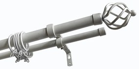 Κουρτινόξυλο Διπλό Επεκτεινόμενο 120-210cm Με Άκρα Grace White 450123