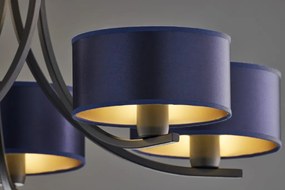 Κρεμαστό Πολύφωτο Arthur Φ75cm Μαύρο με Μπλε Ύφασμα