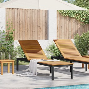 vidaXL Ξαπλώστρα Μαύρη 200x55x35 εκ Μασίφ Ξύλο Ακακίας