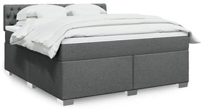 Κρεβάτι Boxspring με Στρώμα Σκούρο Γκρι 180x200 εκ Υφασμάτιν - Γκρι