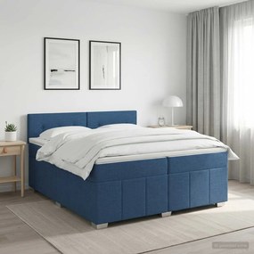 vidaXL Κρεβάτι box spring με στρώμα Μπλε 200 x 200 cm Ύφασμα