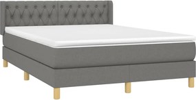 vidaXL Κρεβάτι Boxspring με Στρώμα Σκούρο Γκρι 140x190 εκ. Υφασμάτινο
