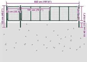 vidaXL Πόρτα Κήπου Πράσινη 500x75 εκ. από Ατσάλι