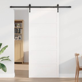 vidaXL Πόρτα Σαλέ Λευκή 80x208 εκ Συμπαγής Ξύλο Πεύκο