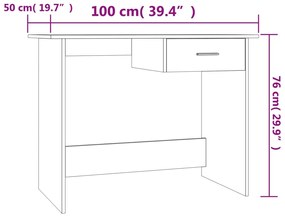 vidaXL Γραφείο Καπνιστή Δρυς 100x50x76 εκ. από Επεξεργασμένο Ξύλο