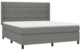 ΚΡΕΒΑΤΙ BOXSPRING ΜΕ ΣΤΡΩΜΑ &amp; LED ΣΚ.ΓΚΡΙ 180X200 ΕΚ ΥΦΑΣΜΑΤΙΝΟ 3138574