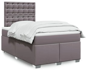 vidaXL Κρεβάτι Boxspring με Στρώμα Γκρι 120x190εκ. από Συνθετικό Δέρμα