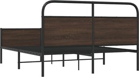 vidaXL Σκελετός Κρεβ. Χωρίς Στρώμα Καφέ Δρυς 150x200 εκ. Μεταλλικό