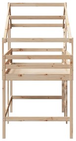 vidaXL Υπερυψ. Κρεβάτι 90x190 εκ. Μασίφ Πεύκο με Σκάλα / Οροφή