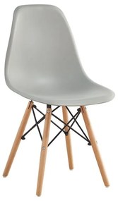ART Wood Καρέκλα Τραπεζαρίας - Κουζίνας, Πόδια Οξιά, Κάθισμα PP Γκρι - 1 Step K/D  46x52x82cm [-Φυσικό/Γκρι-] [-Ξύλο/PP - PC - ABS-] ΕΜ123,01W