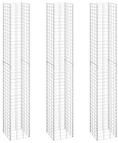 vidaXL Συρματοκιβώτια-Γλάστρες Υπερυψ. 3 τεμ. 30x30x200εκ. Σιδερένιες