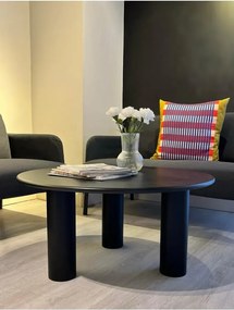 Stewehome Τραπεζάκι σαλονιού από MDF στρογγυλό μοντέρνο Μαύρο 80x80 cm