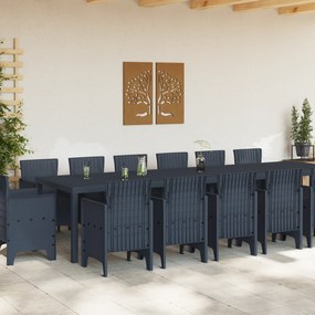 vidaXL 15 Κομμάτι Σετ Τραπεζαρίας Κήπου Ανθρακί Πολυ Ρατάν