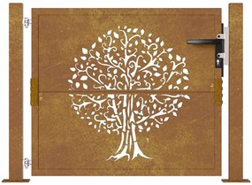 vidaXL Πόρτα Κήπου με Σχέδιο Δέντρου από Ατσάλι Corten 100x125 εκ.