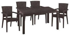 Σετ Κήπου Τραπεζαρία HM10574.03 5 τεμ Καφέ Rattan Πολυπροπυλενίου με Τραπέζι 150x90x73.5 εκ. &amp; 4 Καρέκλες