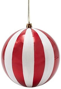Χριστουγεννιάτικες Μπάλες Ρίγες (Σετ 2Τμχ) 600-47953 12cm Red-White