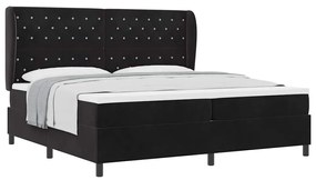 vidaXL Κρεβάτι με ελατήρια με στρώμα Μαύρο 200 x 200 cm Βελούδο