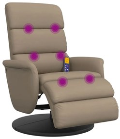 vidaXL Πολυθρόνα Μασάζ Ανακλινόμενη με Υποπόδιο Καπουτσίνο