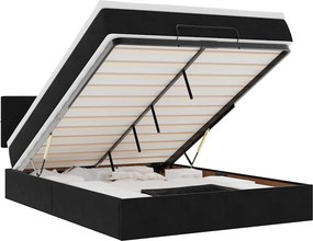 vidaXL Οθωμανικό κρεβάτι με στρώμα Μαύρο 140x190cm Βελούδο