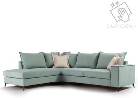 Γωνιακός καναπές δεξιά γωνία Romantic pakoworld ύφασμα Ciel-Cream 290x235x95εκ