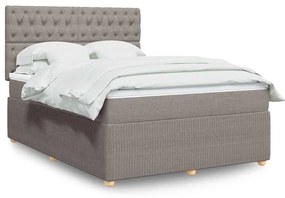 vidaXL Κρεβάτι Boxspring με Στρώμα Taupe 140x190 εκ. Υφασμάτινο