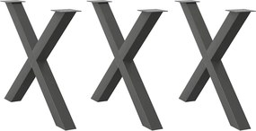 vidaXL Πόδια Τραπεζαρίας σε Σχήμα Χ 3 τεμ. Ανθρακί 90x(72-73) εκ. Ατσάλι