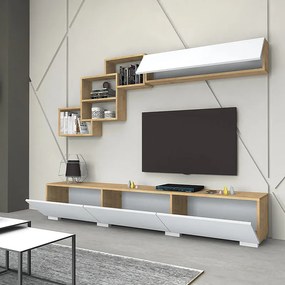 Σύνθεση τηλεόρασης Free Megapap χρώμα λευκό - sonoma 210x35x38εκ.