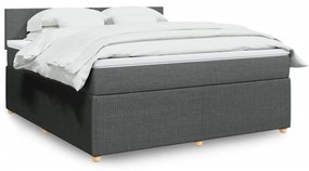 Κρεβάτι Boxspring με Στρώμα Σκούρο Γκρι 180x200 εκ Υφασμάτιν