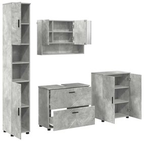 vidaXL Σετ Επίπλων Μπάνιου 4 pcs Γκρι σκυροδέματος 30 x 35 x 192 εκ.